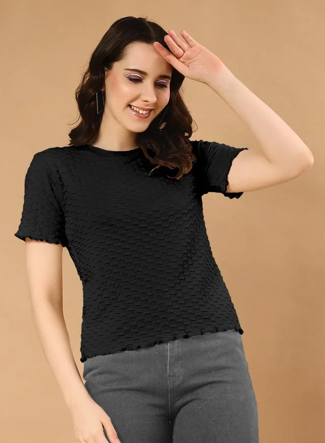 تايك تو تيشيرت محبوك بتفاصيل بارزة الملمس